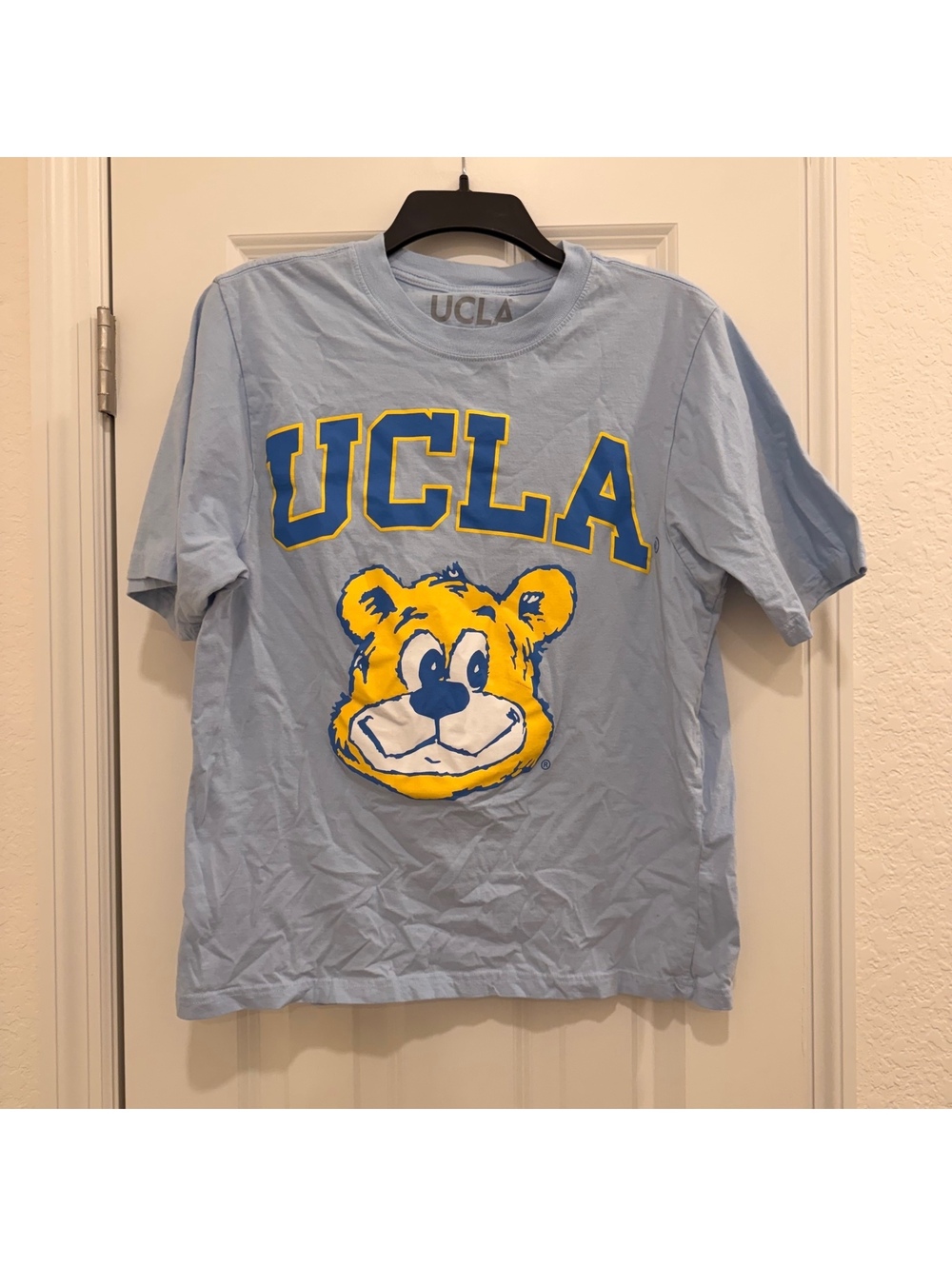 UCLA Light Blue Cotton T-Shirt with Mascot Graphic, Size Small